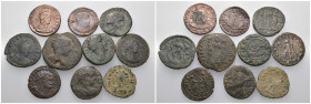 Weight 47.85 gr, 10 pieces Bronze Roman Group coins. Sold as seen.