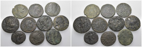 Weight 93.42 gr, 10 pieces Bronze Roman Group coins. Sold as seen.