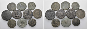 Weight 75.91 gr, 10 pieces Bronze Roman Group coins. Sold as seen.