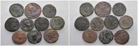 Weight 25.76 gr, 10 pieces Bronze Roman Group coins. Sold as seen.