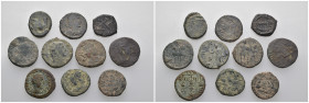 Weight 22.31 gr, 10 pieces Bronze Roman Group coins. Sold as seen.