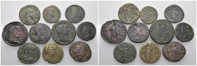 Weight 49.31 gr, 10 pieces Bronze Roman Group coins. Sold as seen.