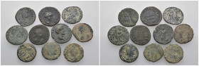 Weight 23.34 gr, 10 pieces Bronze Roman Group coins. Sold as seen.