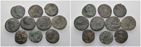 Weight 31.45 gr, 10 pieces Bronze Roman Group coins. Sold as seen.