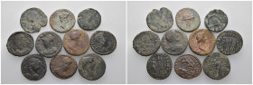 Weight 27.54 gr, 10 pieces Bronze Roman Group coins. Sold as seen.