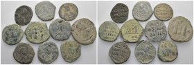Weight 92.82 gr, 10 pieces Bronze Byzantine Group coins. Sold as seen.