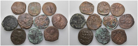 Weight 107.58 gr, 10 pieces Bronze Byzantine Group coins. Sold as seen.