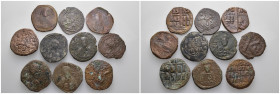 Weight 79.53 gr, 10 pieces Bronze Byzantine Group coins. Sold as seen.