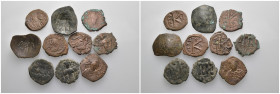 Weight 42.60 gr, 10 pieces Bronze Byzantine Group coins. Sold as seen.