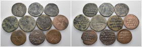 Weight 138.63 gr, 10 pieces Bronze Byzantine Group coins. Sold as seen.