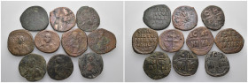 Weight 85.69 gr, 10 pieces Bronze Byzantine Group coins. Sold as seen.