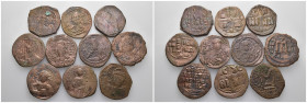 Weight 84.44 gr, 10 pieces Bronze Byzantine Group coins. Sold as seen.