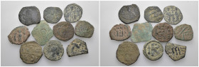 Weight 60.15 gr, 10 pieces Bronze Byzantine Group coins. Sold as seen.
