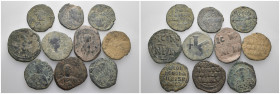 Weight 76.00 gr, 10 pieces Bronze Byzantine Group coins. Sold as seen.