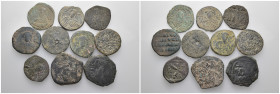 Weight 68.90 gr, 10 pieces Bronze Byzantine Group coins. Sold as seen.