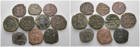 Weight 94.49 gr, 10 pieces Bronze Byzantine Group coins. Sold as seen.