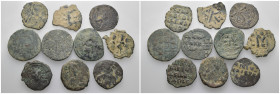 Weight 51.24 gr, 10 pieces Bronze Byzantine Group coins. Sold as seen.