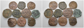 Weight 119.23 gr, 10 pieces Bronze Byzantine Group coins. Sold as seen.