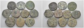 Weight 124.81 gr, 10 pieces Bronze Byzantine Group coins. Sold as seen.