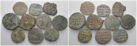 Weight 84.70 gr, 10 pieces Bronze Byzantine Group coins. Sold as seen.