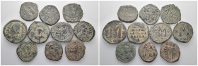 Weight 114.16 gr, 10 pieces Bronze Byzantine Group coins. Sold as seen.