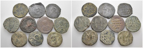 Weight 153.24 gr, 10 pieces Bronze Byzantine Group coins. Sold as seen.