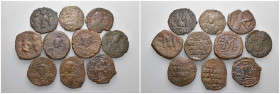 Weight 78.99 gr, 10 pieces Bronze Byzantine Group coins. Sold as seen.