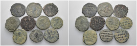 Weight 112.94 gr, 10 pieces Bronze Byzantine Group coins. Sold as seen.