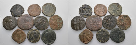 Weight 88.30 gr, 10 pieces Bronze Byzantine Group coins. Sold as seen.
