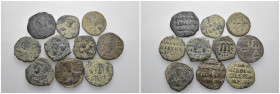 Weight 60.38 gr, 10 pieces Bronze Byzantine Group coins. Sold as seen.