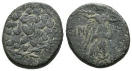 Weight 8.06 gr - Diameter 21 mm Greek Bronze Coin PAPHLAGONIA... Sinope...Circa 85-65 BC. Æ…Gorgoneion surrounded by aegis / Nike walking right