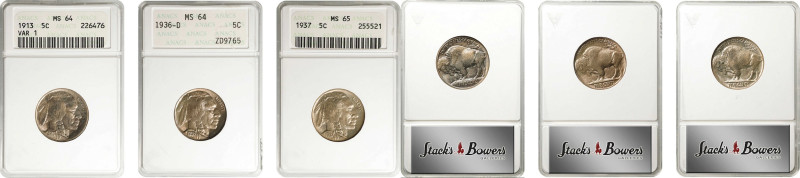 Lot of (3) Mint State Buffalo Nickels. (ANACS). OH.
Included are: 1913 Type I, ...