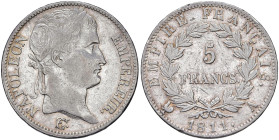 FRANCIA Napoleone I (1804-1814) 5 Franchi 1811 A 1 1 spazio - Gad. 584 AG (g 24,97) 
BB