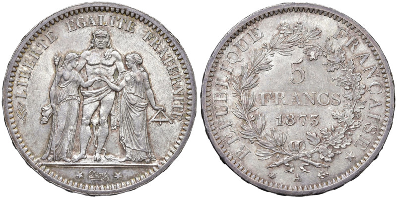 FRANCIA Terza repubblica (1871-1940) 5 Franchi 1873 A - Gad. 745a AG (g 25,00) ...