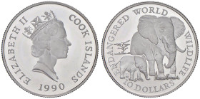 ISOLE COOK Elisabetta II (1952-2022) 10 Dollari 1990 - KM 80 AG (g 10,17) 
PROOF