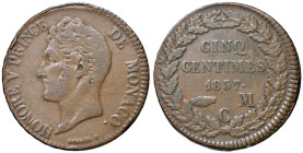 MONACO Onorato V (1819-1841) 5 Centesimi 1837 M C - KM 95 CU (g 9,11) 
BB