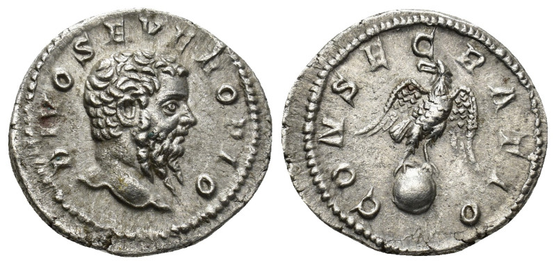 DIVUS SEPTIMIUS SEVERUS, (A.D.193-211),AR Denarius (3.2 Gr. 20mm.) Rome 
Commemo...