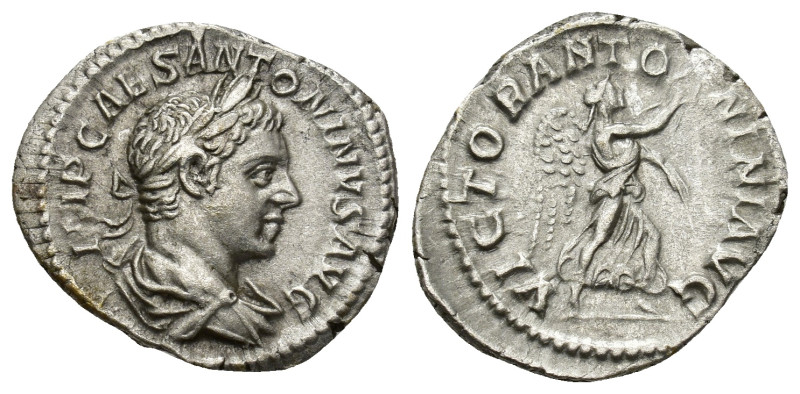 Elagabalus AR Denarius. Rome, AD 219. (2.8 Gr. 20mm.)
Laureate and draped bust r...