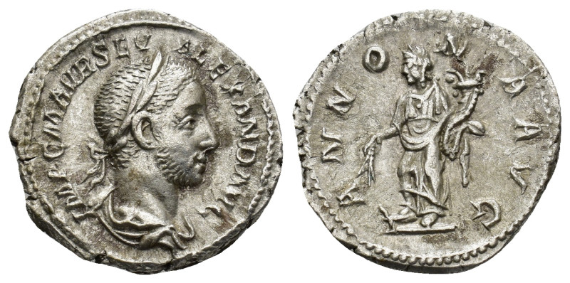 Severus Alexander (222-235), AR Denarius (2.9 Gr. 19mm.) Rome 
Laureate and drap...