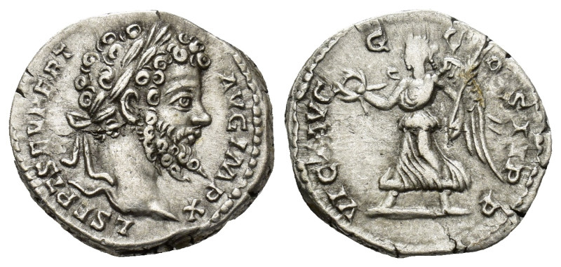 Septimius Severus. A.D. 193-211. AR Denarius (3.6 Gr. 18mm.). Rome 
Laureate hea...