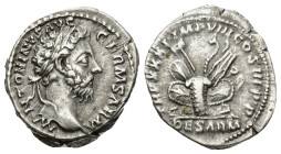 MARCUS AURELIUS (161-180). AR Denarius (3.6 Gr. 19mm.) Rome. 
Laureate head right. 
Rev. Pile of Germanic and Roman arms.