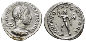 Severus Alexander (AD 222-235). AR Denarius (2.93 Gr. 19mm.) Rome. 
Laureate, draped and cuirassed bust of Severus Alexander right. 
Rev. Jupiter stri...