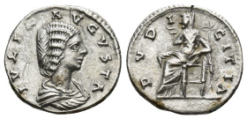 JULIA DOMNA (193-211). AR Denarius (3.62 Gr. 18mm.) Laodicea. 
Draped bust right. 
Rev. Pudicitia seated left.