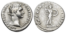 DOMITIAN (81-96). Denarius. (18mm, 2.86 g) Rome. Obv: IMP CAES DOMIT AVG GERM P M TR P VIII. Laureate head right. Rev: IMP XIX COS XIIII CENS P P P. M...