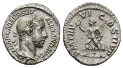 Severus Alexander (222-235 AD). AR Denarius (18mm, 2.9 g), Roma (Rome), 227 AD. Obv. IMP C M AVR SEV ALEXAND AVG, laureate, draped and cuirassed bust ...