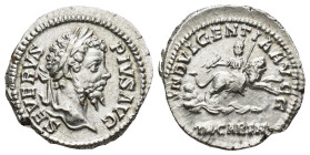 Septimius Severus (193-211 AD). AR Denarius (19mm, 4.2 g), Rome, 202-210 AD. Obv. SEVERVS PIVS AVG, Laureate head right. Rev. INDVLGENTIA AVGG, The De...