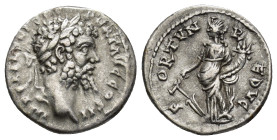 SEPTIMIUS SEVERUS (193-211). AR Denarius. (2.72 Gr. 17mm.) Emesa. 
Laureate head right. 
Rev. Fortuna standing left, holding rudder and cornucopia.