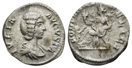Julia Domna, Augusta, 193-217. AR Denarius (3.46 Gr. 17mm), Rome, 207. 
Draped bust of Julia Domna to right. 
Rev. Fortuna seated left, holding cornuc...