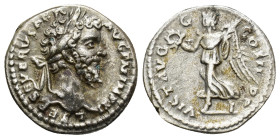 Septimius Severus, 193-211. AR Denarius (3.7 Gr. 19mm.) Rome 
Laureate head of Septimius Severus to right. 
Rev. Victory advancing left, holding wreat...