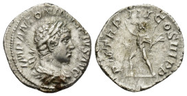 Elagabalus, 218-222 AD, AR Denarius (3 Gr. 18mm.), Rome 
Laureate and draped bust right 
Rev. Sol advancing left with raised hand and whip, star in le...